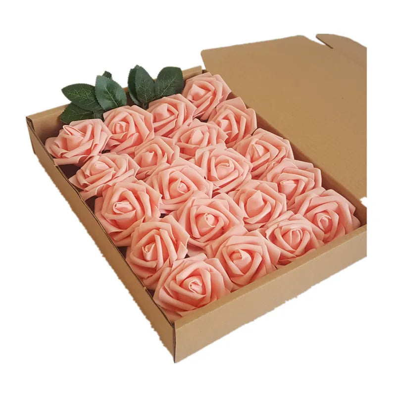 SZ04324 Artificial Flower Roses 20pcs Real Touch Fake Foam Roses for DIY Bouquets Wedding Party Baby Shower Home Decoration