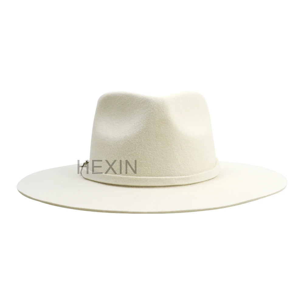 Unisex Men's Women's 100% Australian Wool Silver Belly Dobby Style Adjustable Wide Brim Fedora Leather Ribbon Casual Four
