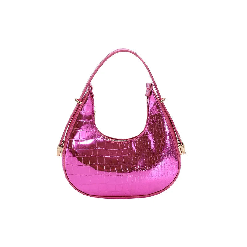 Wholesale 2025 New Trendy Pu Shoulder Bag Purse Handbags Women Glossy Crocodile Print Hand-Held Underarm Bag
