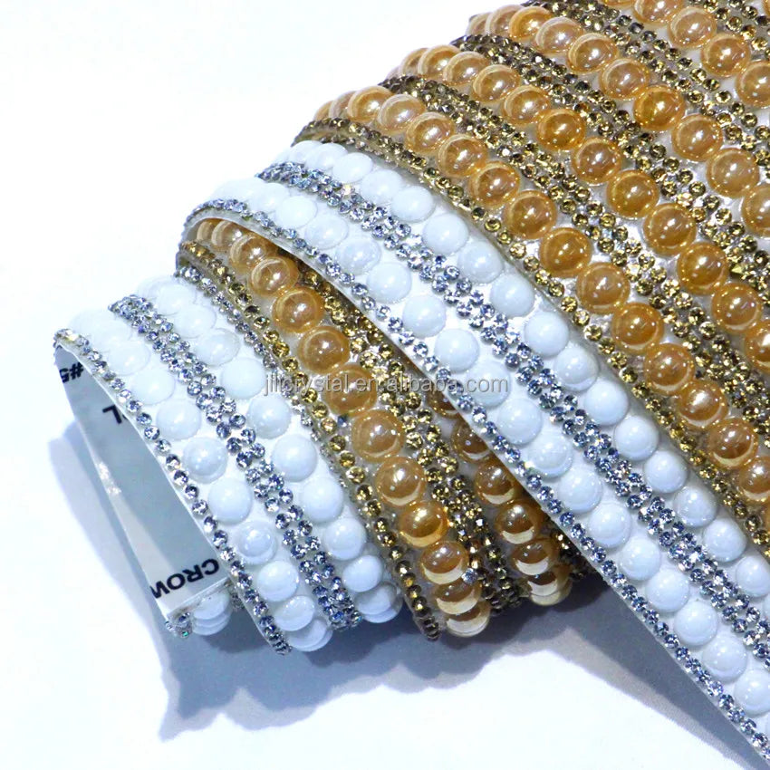 2024 New Pearl Rhinestones Sheet Hot Melt Adhesive Pearl Self-Adhesive Rhinestones Sheet