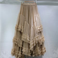Boutique Wholesale 2025 Summer New Fashionable High Waist Irregular Mesh Sweet Women's Half Skirt