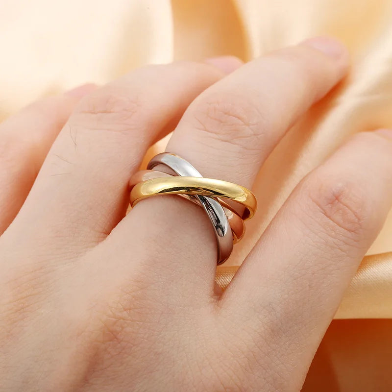 SSeeSY Anillos Fashion Jewelry Non Tarnish Brass Copper Multi Layer Ring for Men Women