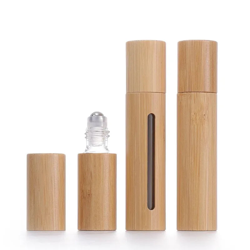 3ml 5ml 10ml Bamboo Glass Roller Bottle Wooden Roll on Perfume Bottle