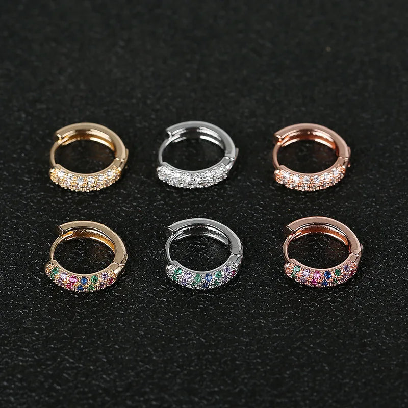 Luxury Fashion Simple Round Multiple Micro-Inlaid Rows Zircon Earrings for Women