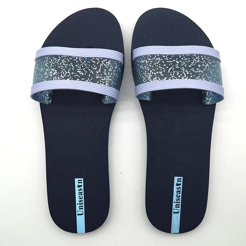 Women's Summer Flip-Flops Slippers Glitter New Strap Hot Sales Rubber Beach Slippers