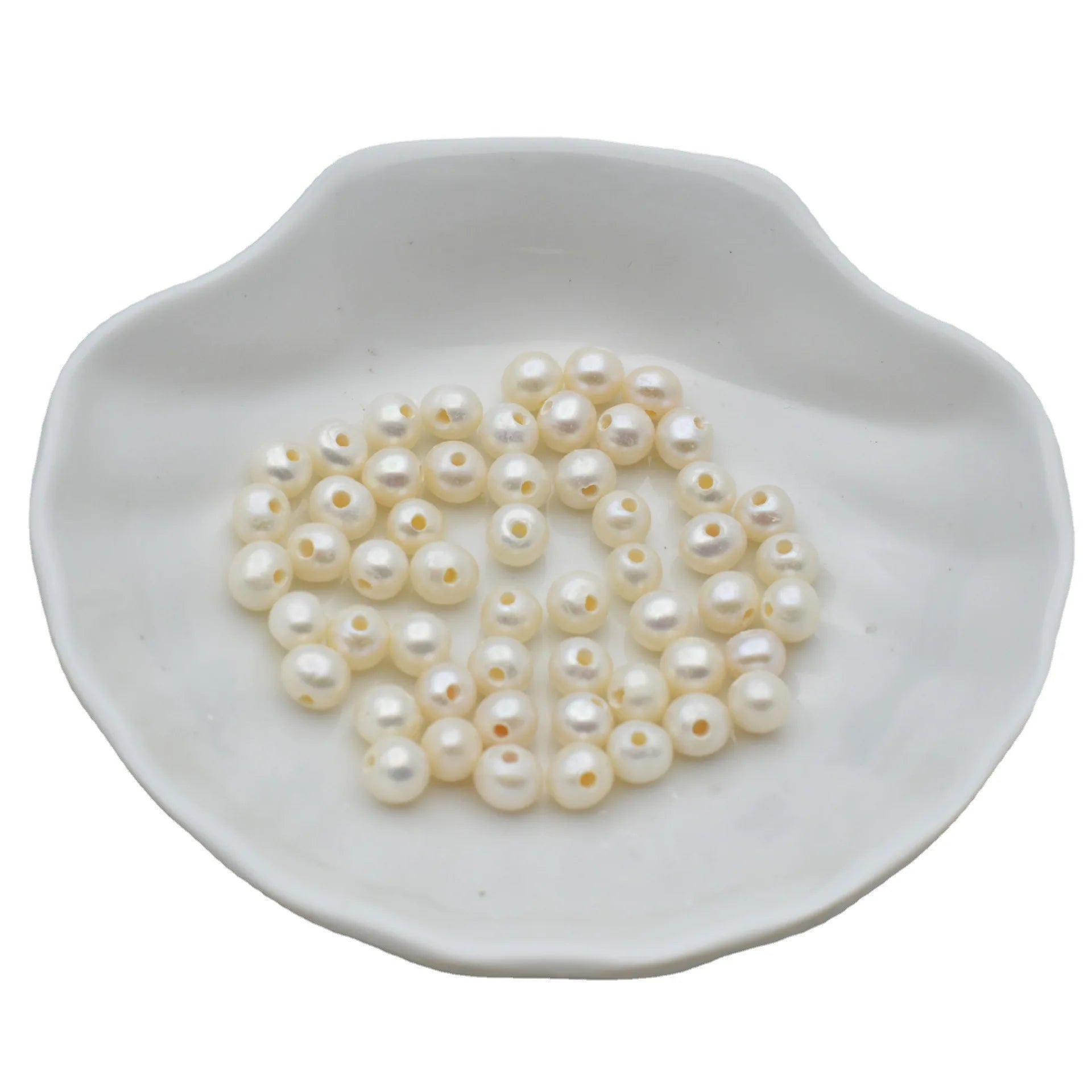 6mm Large Hole Freshwater Pearl Near Round Loose Pearls for Jewelry Accessories Necklace Making