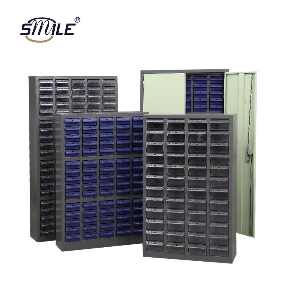SMILE  Hot Sale Parts Storage clear Drawer 100 Drawer Steel Cabinet