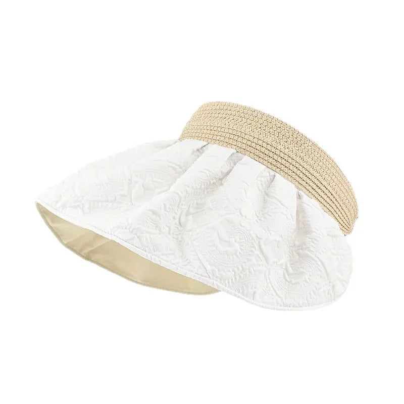 Summer New Travel Sunscreen Sun Hat Big Brim Empty Top Hat Foldable Double Side Wear Ladies Hats Visor