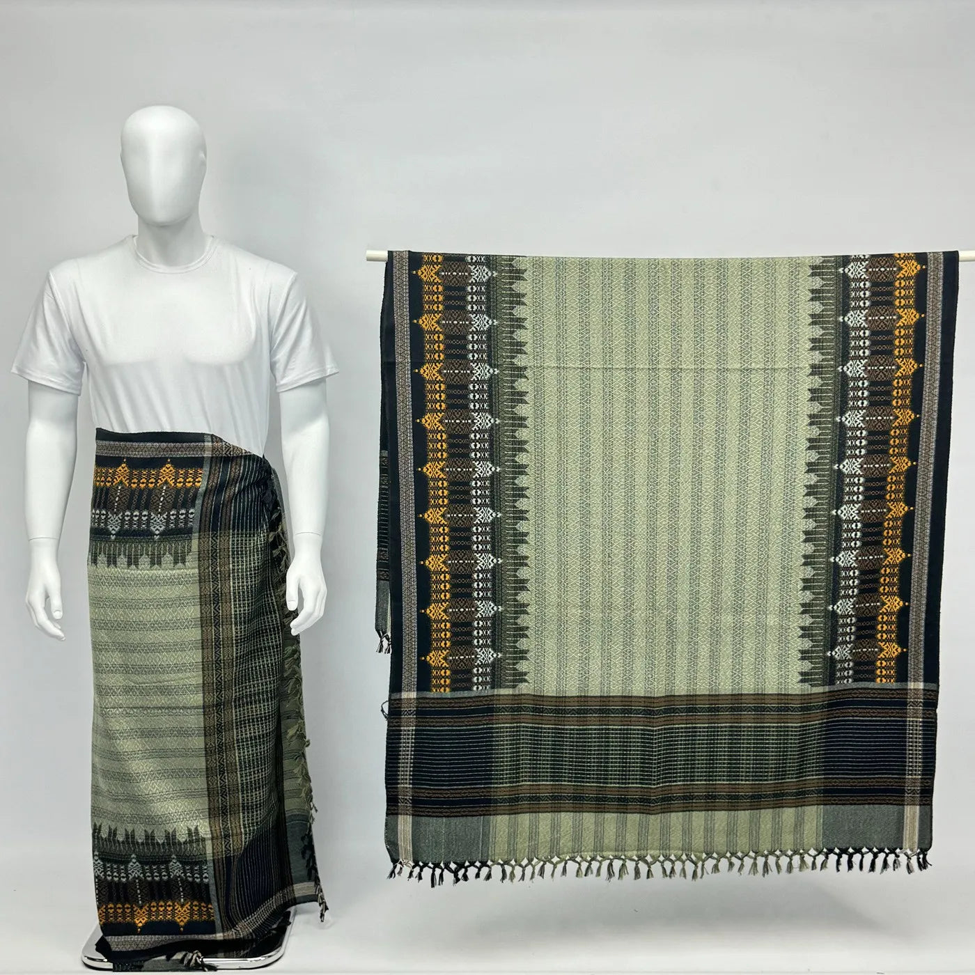 Arab Yemen Apron Islamic  Shawl Wholesale Woolen Mens Shawl With Embroidered Border Prayer Arab Men Scarf 540g/pieces 106x196cm
