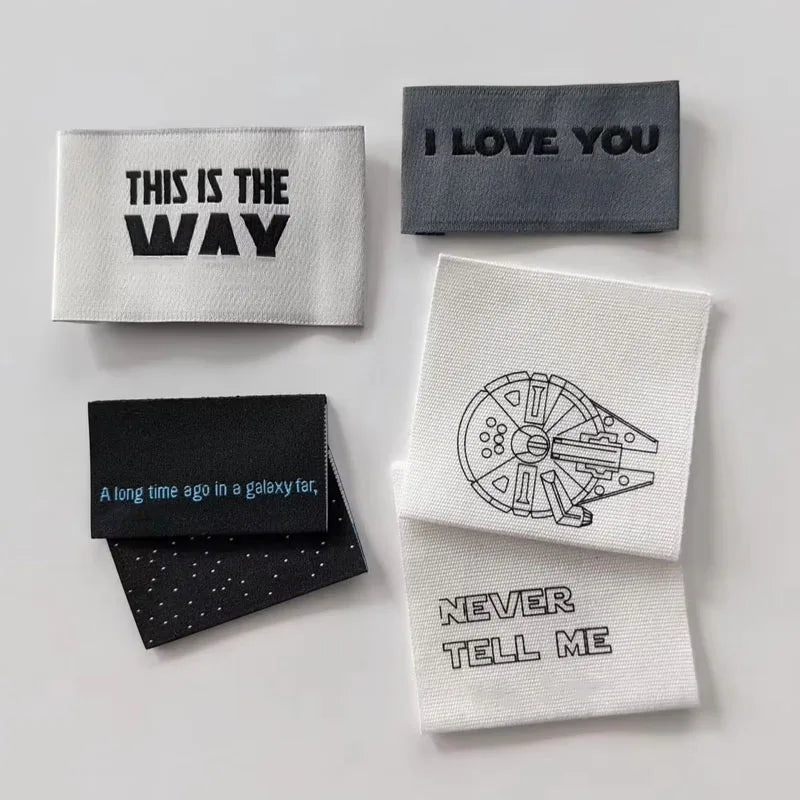 Wholesale Custom Double-Folding Computerized Machine Woven Neck Label High-Density Polyester Clothing Label for Bags Shoes