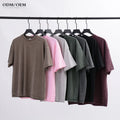 High Quality Heavyweight Batik Loose Men's O-Neck Vintage Snowflake Short 100% Cotton Black Washed Regular Length T-Shirt