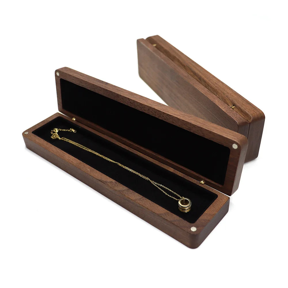 Custom Jewelry Box Made of Black Walnut Vintage Wooden Elegant Necklace Box Gift for Her Monogram Wood Box