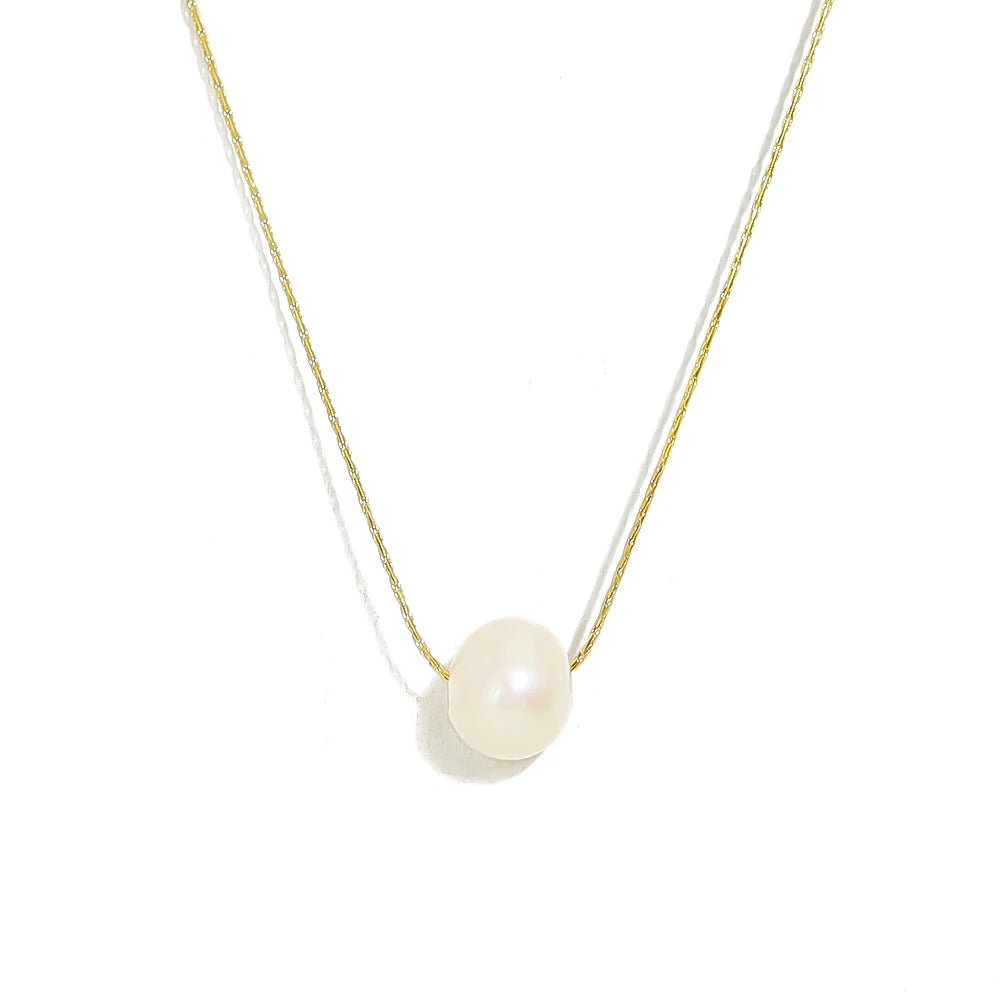 Korean Style Stainless Steel PVD Plated Waterproof Jewelry Thick Herringbone Chain Shell Pearls Choker Necklace for Girls