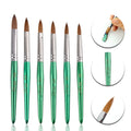 Custom Made Premium Kolinsky Hair 100% Green Handle Nail Brush with Size 6 8 10 12 14 16