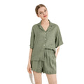 Fung 6052 Women Linen Pajamas Set Ready to Ship Ladies Sleepwear High Quality Short-Sleeved Pant Wholesales Discount Pyjamas