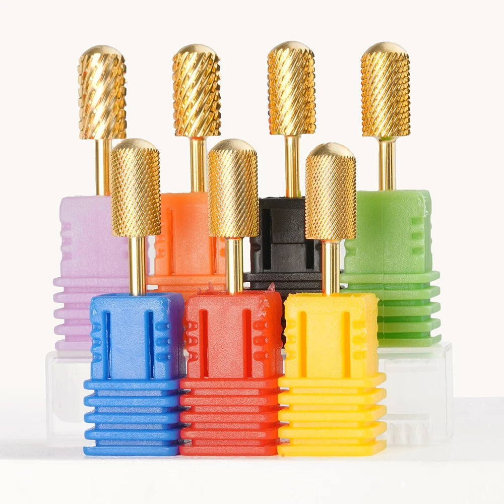 Large Barrel 6.6mm Smooth Top Bit TiN Coating Carbide Nail Drill Efficiently Removes Gel Nail Bit