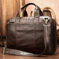 Wholesale Luxury Men's Business Office Laptop Briefcase Large Capacity Cowhide Genuine Leather Retro Zipper Portable