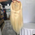 High Quality Full Fishnet Topper European Virgin Raw Human Hair Cuticle Aligned Blonde Highlight Balayage Natural Straight Wave