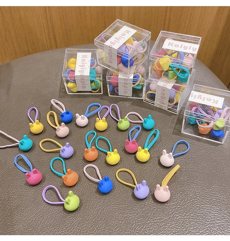 10Pcs Cute Fashion Multicolor Hair Ties Set Balls for Kids Girls Adjustable Size Elastic Ponytail Holder Women Accessories