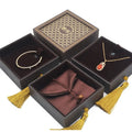 Factory Outlet Jewelry Box Brown Tassel Ribbon Heritage Ancient Gold Necklace Box Bracelet Box