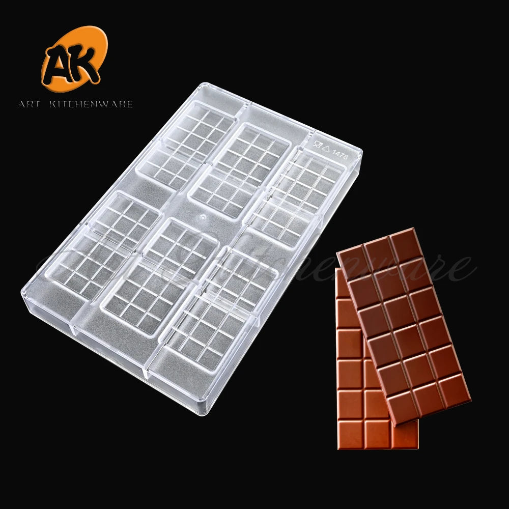 AK Wholesale PC Polycarbonate Dubai Chocolate Bar Mold Customized Plastic Hot Chocolate Tray Sweet Candy Pastry Mould PCM-1478