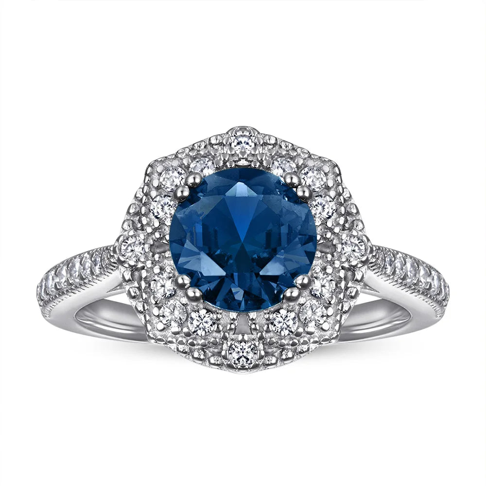 Somen 1.2 Ct 925 Sterling Silver Rings Blue and Green Cubic Zircon Women Engagement Ring Wholesale
