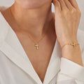 Hot Selling Niche Design Micro Inlaid Zircon Cross Versatile Light Luxury Ins Style Bracelet Necklace Two-piece Set