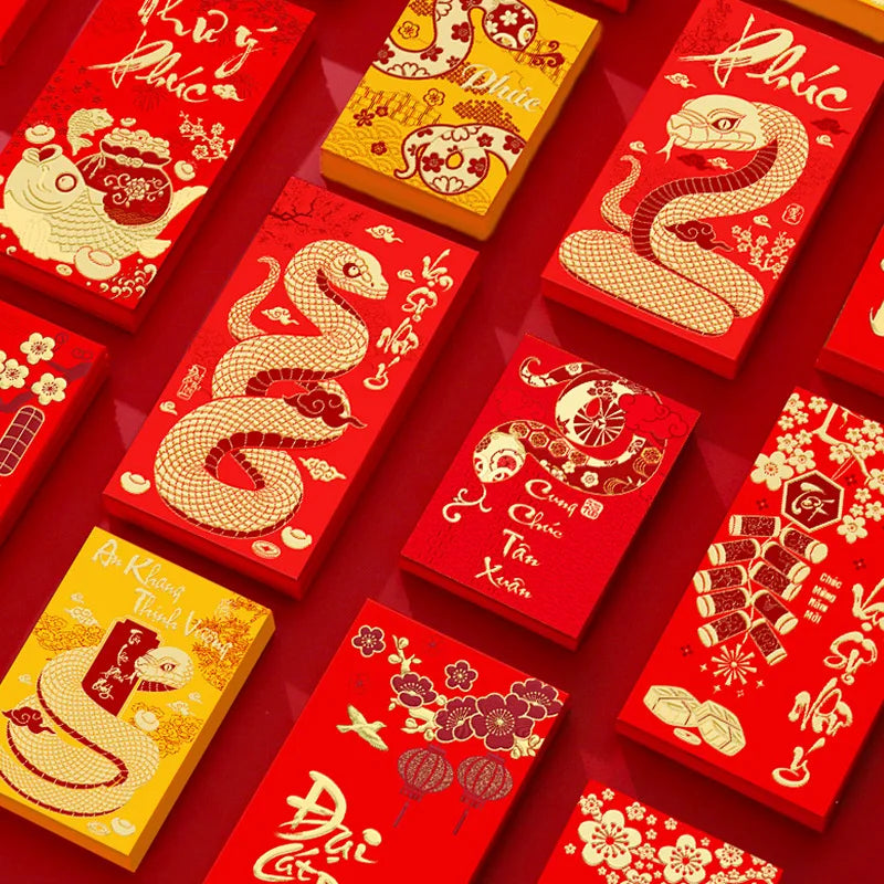 2025 New Design Chinese New Year Red Paper Envelope With Your Logo Custom Snake Red Packet