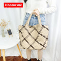 Woven Neoprene  Beach Tote Bag Hand Make Knitted Bag Weave Tote Bag