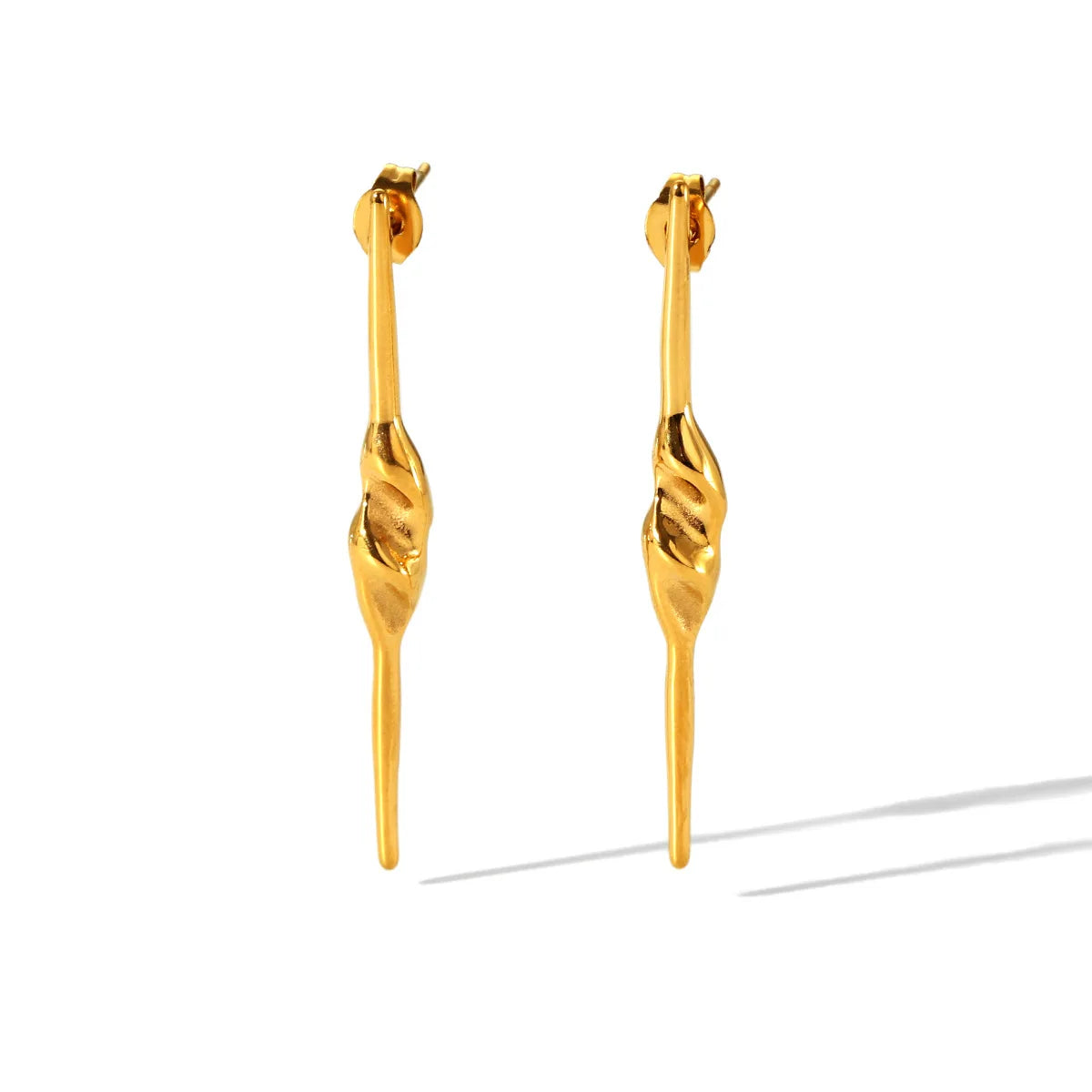 Fashionable Stainless Steel 18K PVD Gold Plated Personalized Long Spiral Needle-Shaped Non-Fading Female Drop Earrings