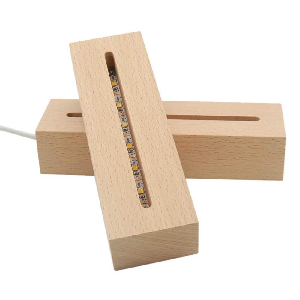Wholesale Solid Wood Led Display Night Light Base Holder Stand  3d Led Lamp Wooden Base for DIY Acrylic