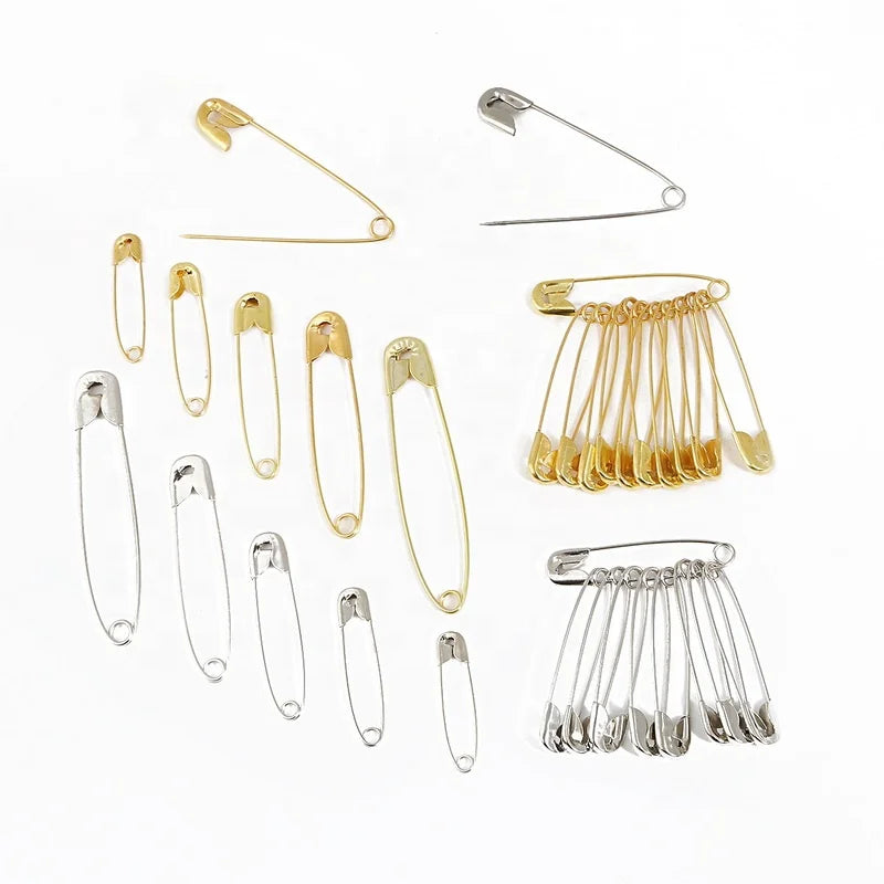 SP-01Custom 50Pcs DIY Sewing Tools Accessory Gold Safety Pins Stainless Steel Needles Large Silver Metal Safety Pin for Garment
