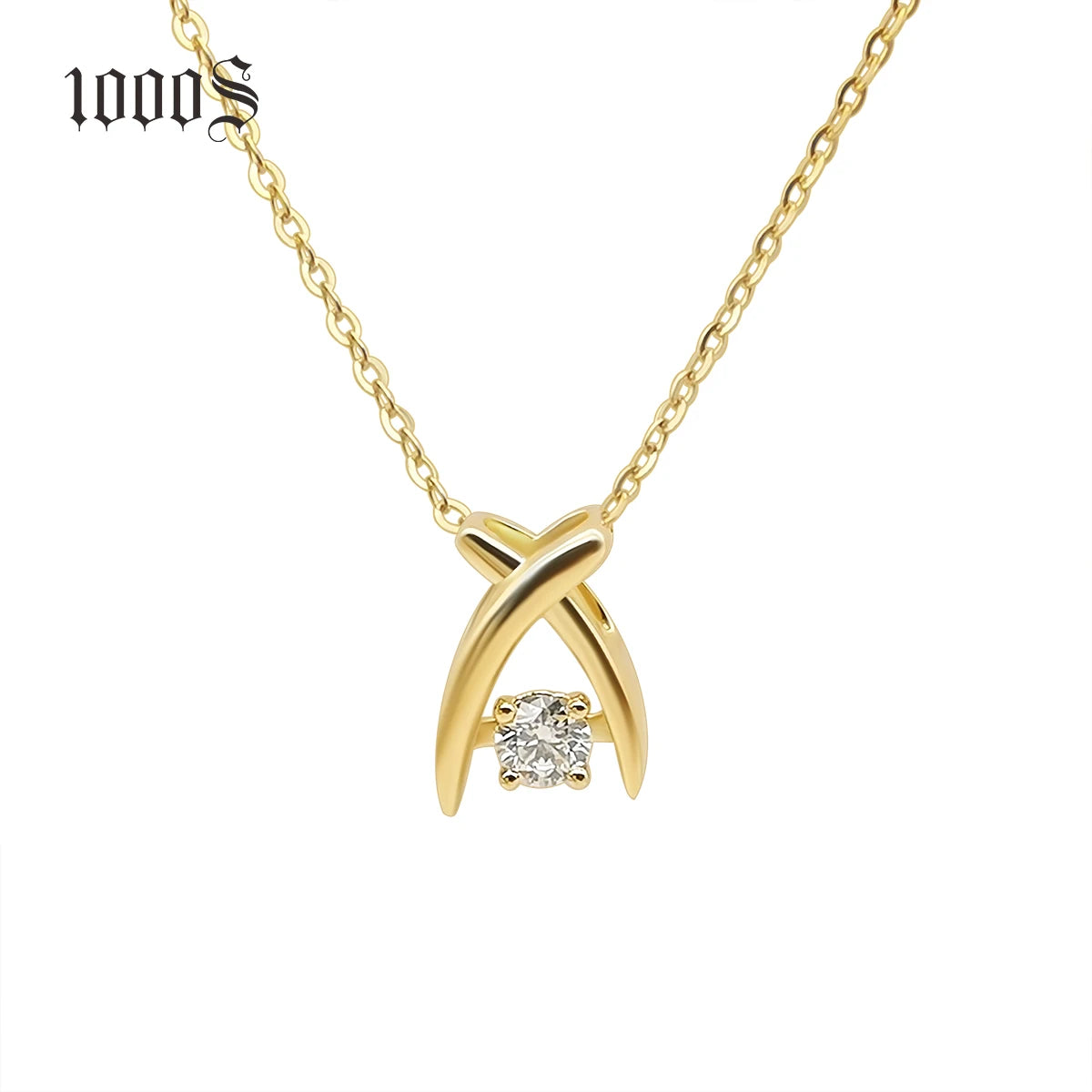 Hot Sell Cute Long Link Chain Diamond 18K Gold Pendant Necklace for Women Wedding Engagement Party Gift Jewelry