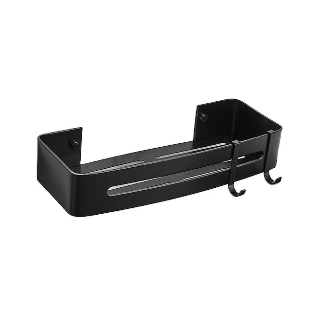 Hot Selling Bathroom Shower Shelf Aluminum Self-Adhesive Basket Shower Rack Black