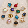 Wholesale Stainless Steel Charms Gold Plated Round Crystal Diamond Zircon Pendant Charm for Jewelry Making