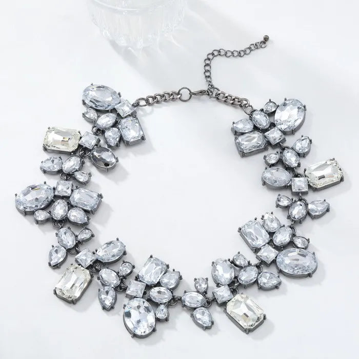 Luxury Exaggerated Irregular Shiny Crystal Rhinestone Choker Necklace for Women Girls Bride Wedding Jewelry Party Gifts