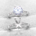 Sterling Silver 8mm/2 Carat Semi Mount Ring Frame Blank Moissanite Diamond Claws Setting Base Without Center Stone Inlay for DIY