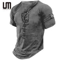 Clearance Sales Custom Logo Summer Men Casual Solid Color Short Sleeve Lace up V Neck Loose Plus Size T Shirts