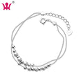 925 Sterling Silver Bead Bracelets for Women Girls Layered Chain Bracelet Women