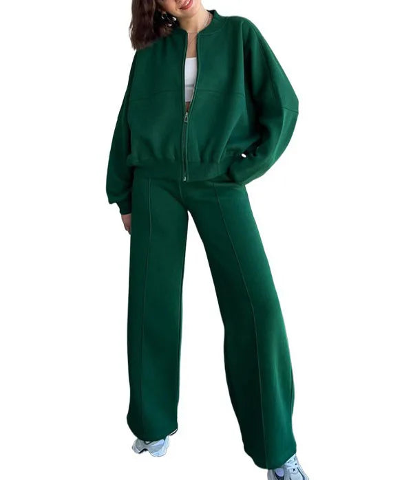 Lounge Sets for Women 2 Piece Outfits Zip Sweatshirt and Wide Leg Sweatpants Sweatsuit Tracksuit