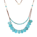 Luxury Necklace Natural Turquoise Splice Bead Pendant Necklaces for Women New Bohemia Style Sweater Chain Jewelry Accessories
