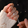 Hot Fashion Simple Double Layered Pure 925 Sterling Silver Thin Chain Rhinestone Zircon Bracelet Trendy for Women Girls Gift