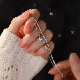 Hot Fashion Simple Double Layered Pure 925 Sterling Silver Thin Chain Rhinestone Zircon Bracelet Trendy for Women Girls Gift