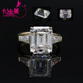 Cadermay Luxury Fashion Style 8CT Emerald Cut Moissanite Diamond Wedding Engagement Ring for Men or Women