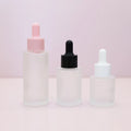 30ml 50ml Glass Cosmetic Customized Essential Oil Dropper Bottle Flat Frosted Serum Bottle in Stock Low MOQ with White Cap