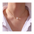Exquisite Stainless Steel 18K Single Natural Freshwater Pearl Charms Pendant Collar Necklace for Women No Fade Waterproof