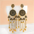 Women's Ethnic Long Tassel Earrings Retro Round Indian Jhumka Earrings Classic Vintage Bell Wedding Jewelry Bijoux