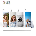 Topjlh 20oz Sublimation Tumbler Blanks Skinny Straight Stainless Steel Insulated Sublimation Tumbler with Lid and Straw