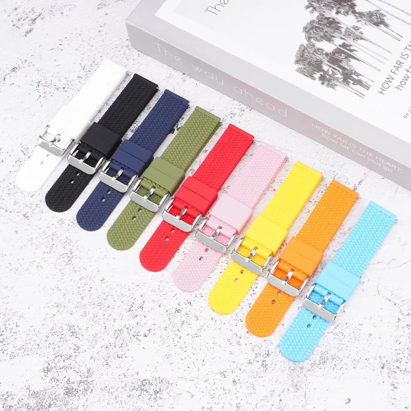 New Style Waterproof Silicone Watch Band Sport Tire Tread Design Soft Rubber Strap Wristband for Smart Watches Stainless Steel