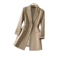 S-4XL New Women's Coat Korean Version Professional Mid Length Suit Collar Trench Coat Work Clothes
